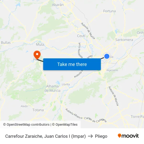 Carrefour Zaraiche, Juan Carlos I (Impar) to Pliego map