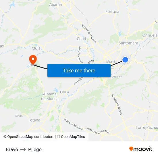 Bravo to Pliego map