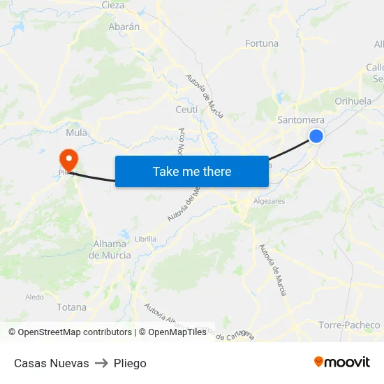 Casas Nuevas to Pliego map