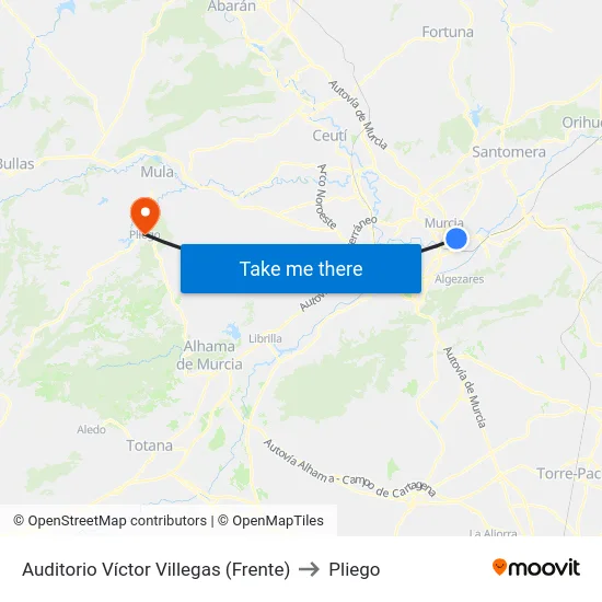 Auditorio Víctor Villegas (Frente) to Pliego map