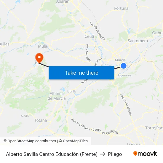 Alberto Sevilla Centro Educación (Frente) to Pliego map