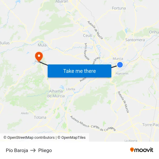 Pío Baroja to Pliego map