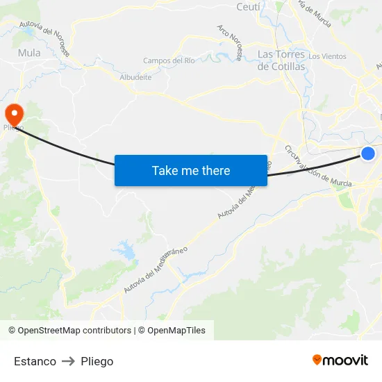 Estanco to Pliego map