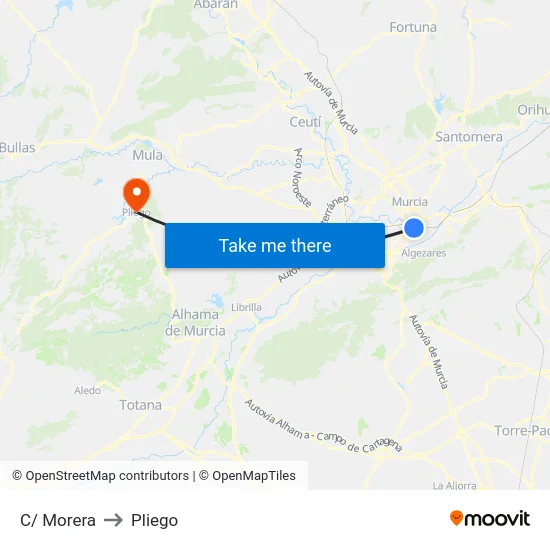 C/ Morera to Pliego map