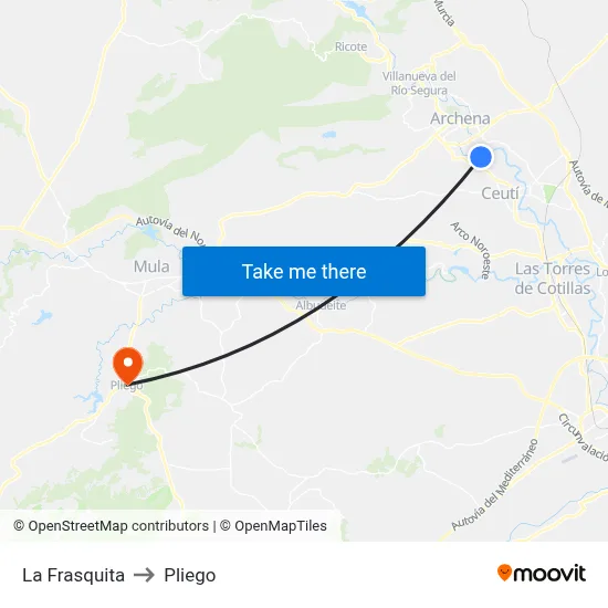 La Frasquita to Pliego map