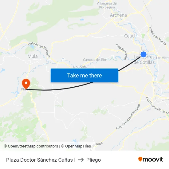 Plaza Doctor Sánchez Cañas I to Pliego map