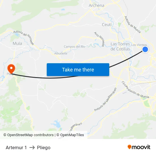 Artemur 1 to Pliego map