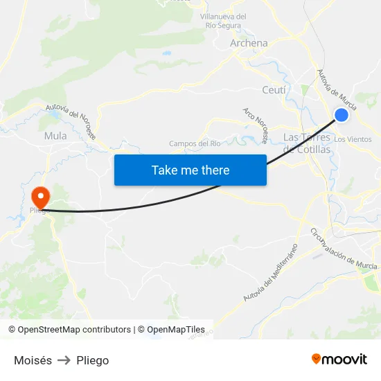 Moisés to Pliego map