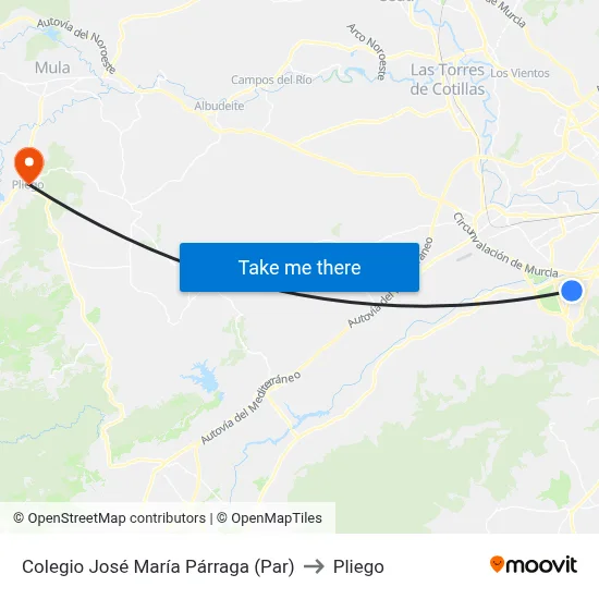 Colegio José María Párraga (Par) to Pliego map