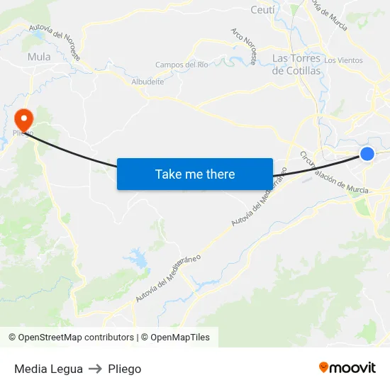 Media Legua to Pliego map