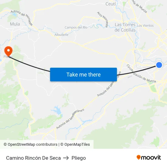 Camino Rincón De Seca to Pliego map