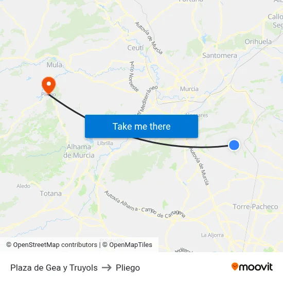 Plaza de Gea y Truyols to Pliego map