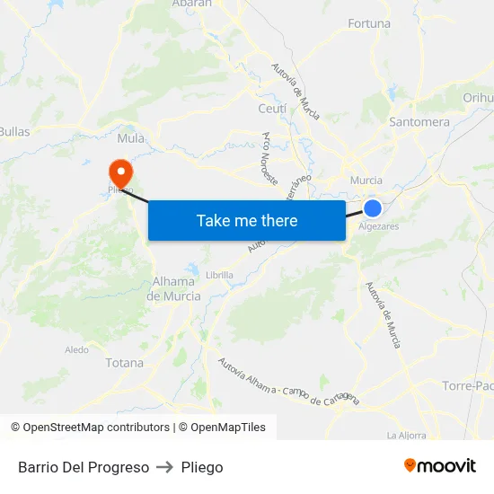 Barrio Del Progreso to Pliego map