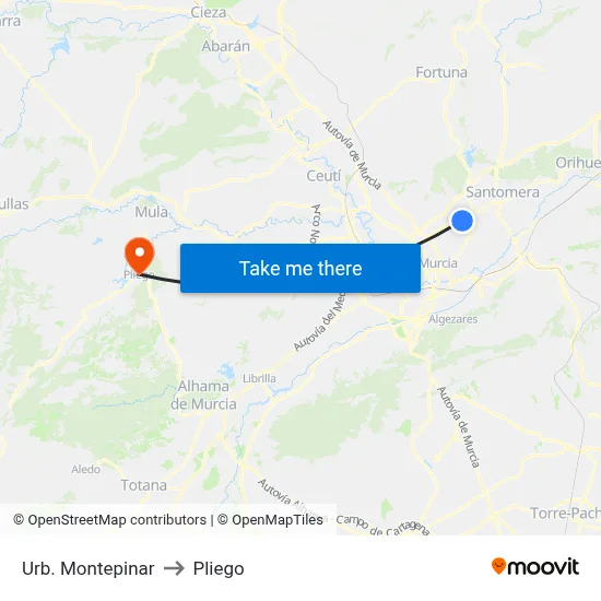 Urb. Montepinar to Pliego map