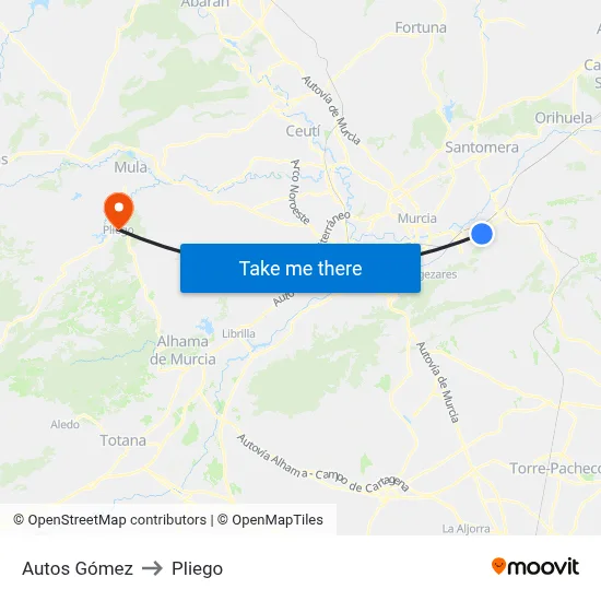 Autos Gómez to Pliego map