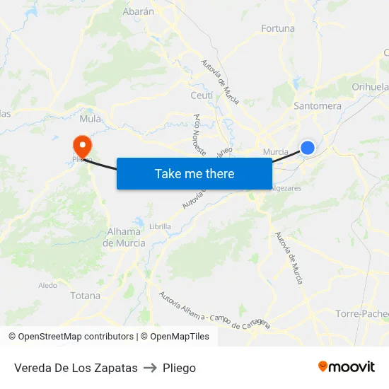 Vereda De Los Zapatas to Pliego map