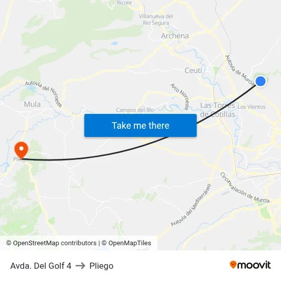 Avda. Del Golf 4 to Pliego map