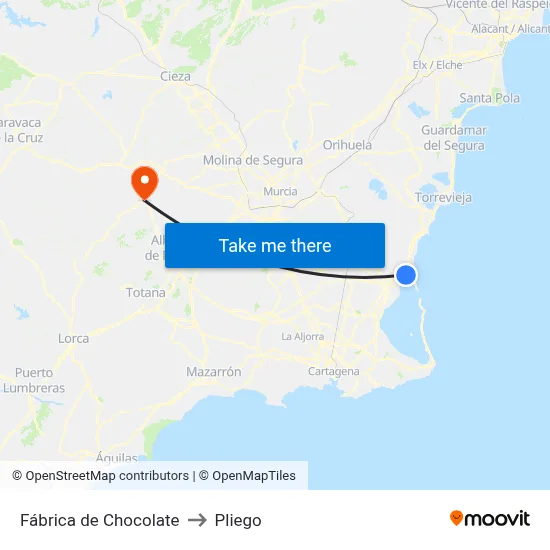 Fábrica de Chocolate to Pliego map