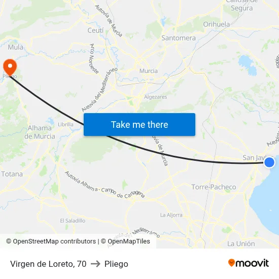 Virgen de Loreto, 70 to Pliego map