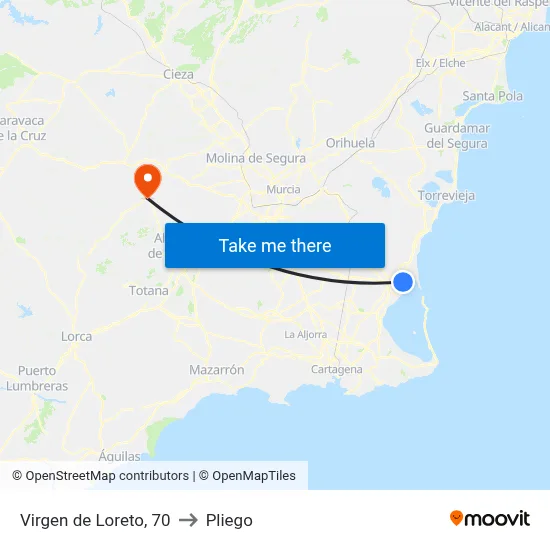 Virgen de Loreto, 70 to Pliego map