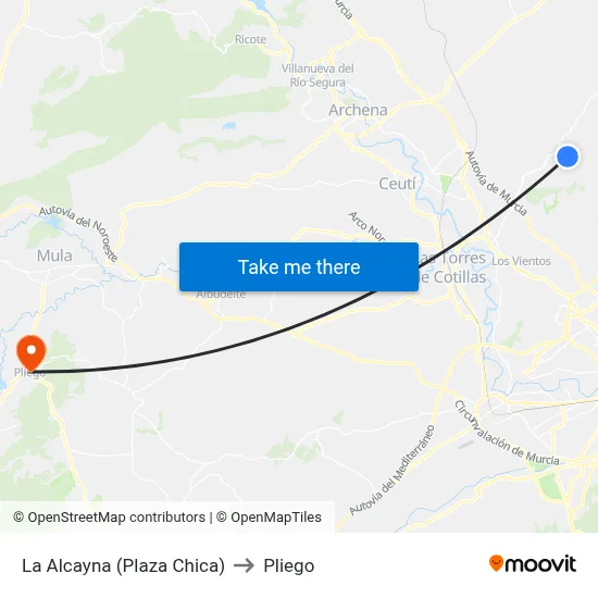 La Alcayna (Plaza Chica) to Pliego map
