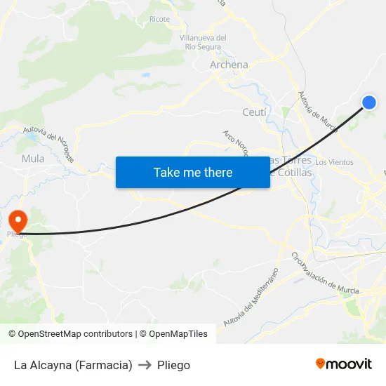 La Alcayna (Farmacia) to Pliego map