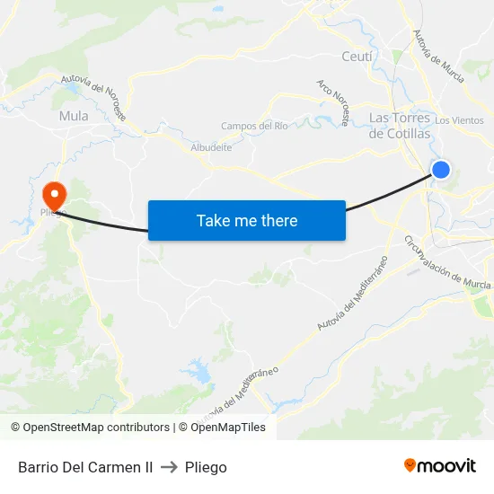Barrio Del Carmen II to Pliego map