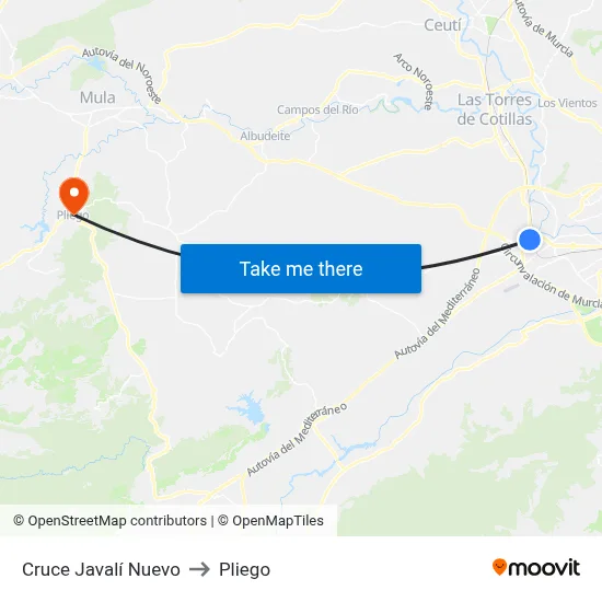 Cruce Javalí Nuevo to Pliego map