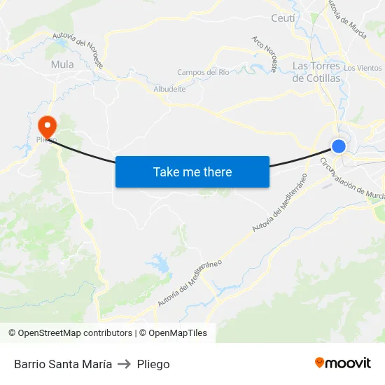 Barrio Santa María to Pliego map