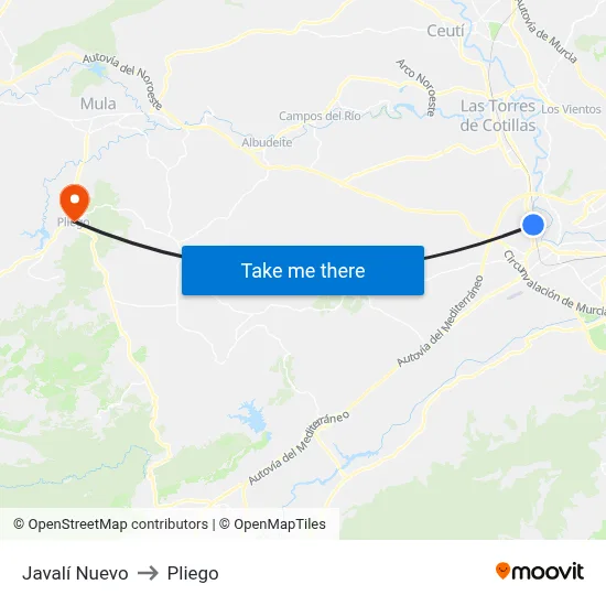 Javalí Nuevo to Pliego map