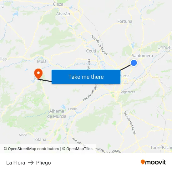 La Flora to Pliego map