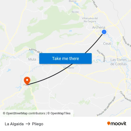 La Algaida to Pliego map