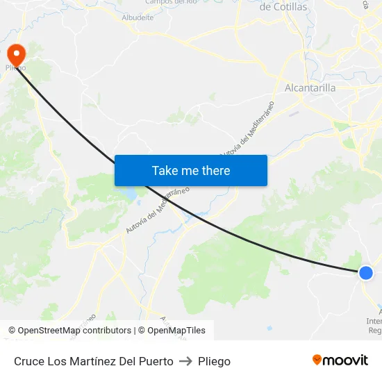Cruce Los Martínez Del Puerto to Pliego map