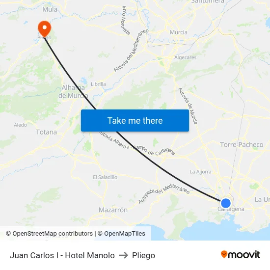 Juan Carlos I - Hotel Manolo to Pliego map