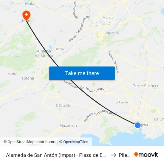 Alameda de San Antón (Impar) - Plaza de España to Pliego map