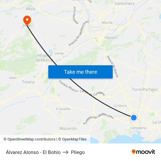 Álvarez Alonso - El Bohío to Pliego map