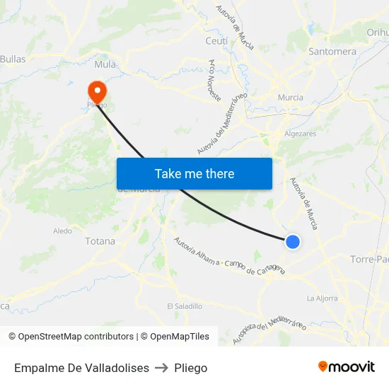 Empalme De Valladolises to Pliego map