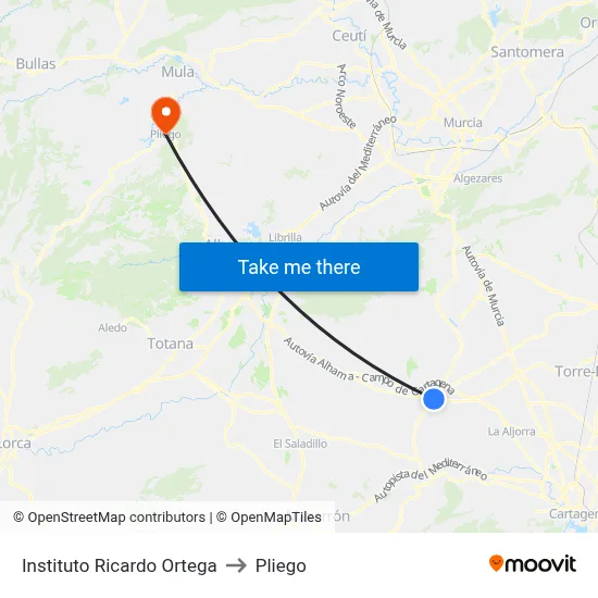 Instituto Ricardo Ortega to Pliego map