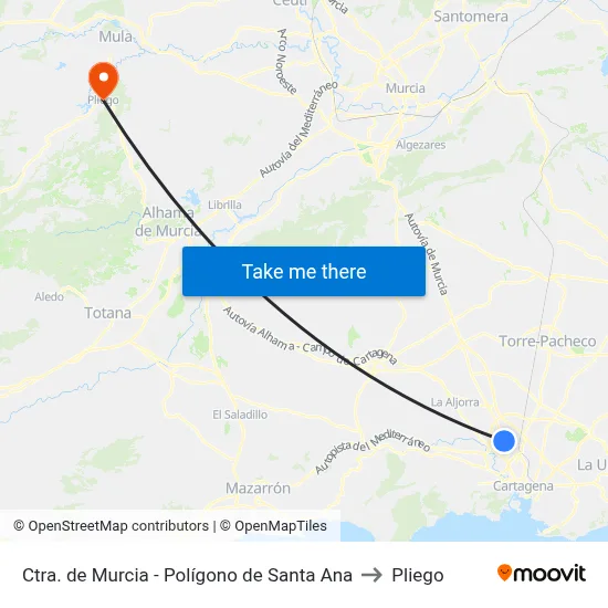 Ctra. de Murcia - Polígono de Santa Ana to Pliego map