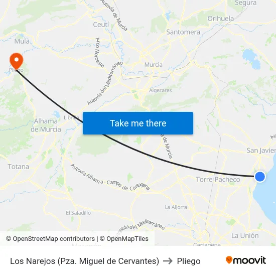 Los Narejos (Pza. Miguel de Cervantes) to Pliego map