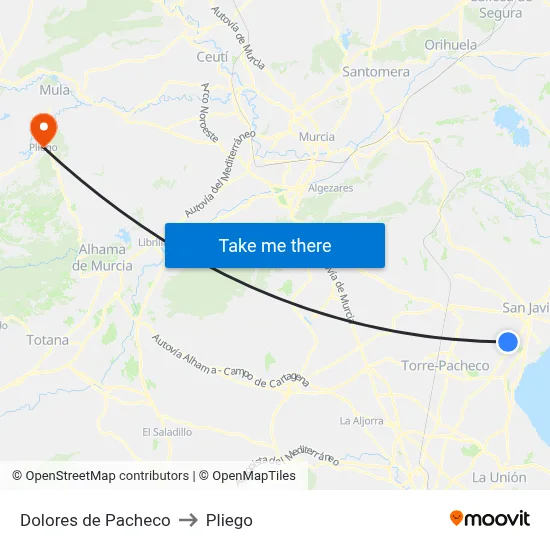 Dolores de Pacheco to Pliego map
