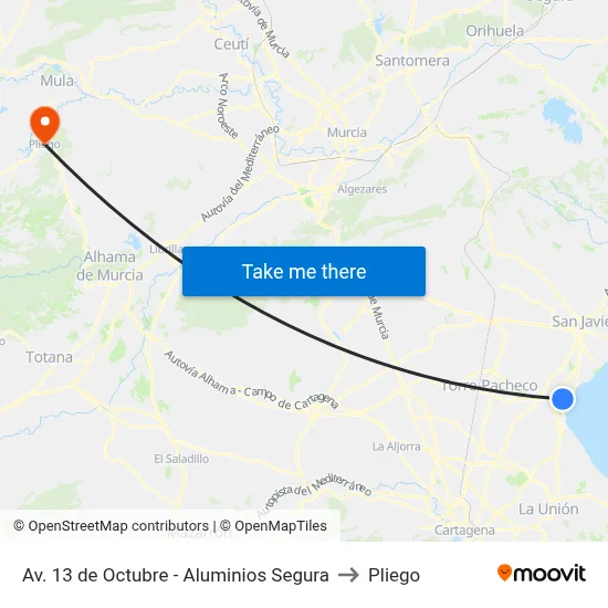 Av. 13 de Octubre - Aluminios Segura to Pliego map