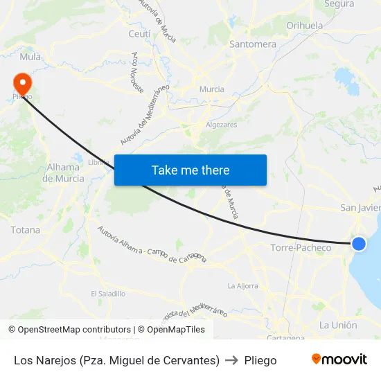Los Narejos (Pza. Miguel de Cervantes) to Pliego map