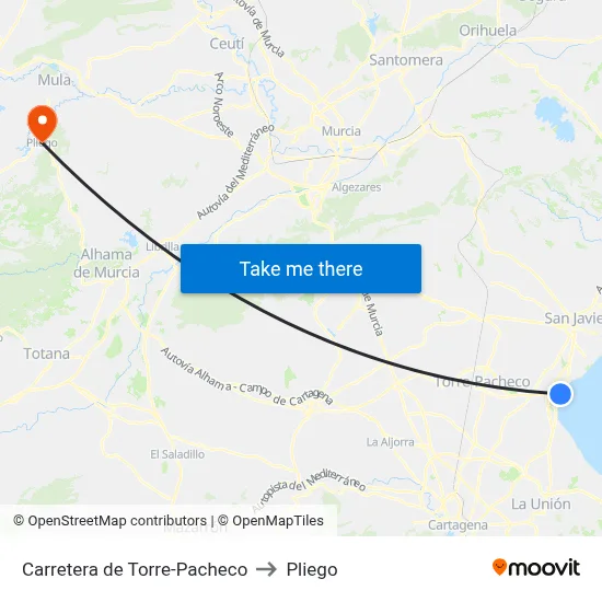 Carretera de Torre-Pacheco to Pliego map