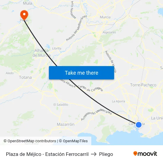 Plaza de Méjico - Estación Ferrocarril to Pliego map