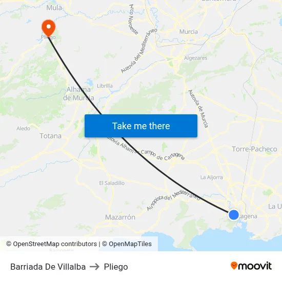 Barriada De Villalba to Pliego map