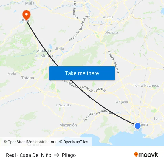 Real - Casa Del Niño to Pliego map