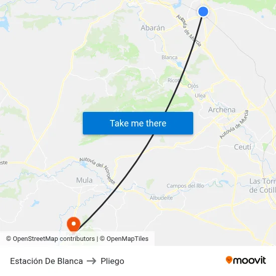Estación De Blanca to Pliego map