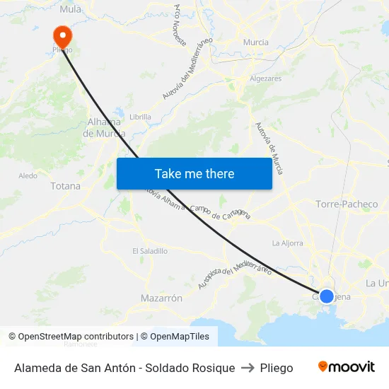 Alameda de San Antón - Soldado Rosique to Pliego map