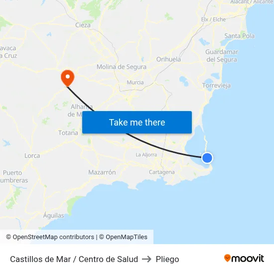 Castillos de Mar / Centro de Salud to Pliego map
